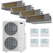 Durastar 36K BTU Cooling / 37K BTU Heating 19.4 SEER2 Four Zone High Static Concealed Duct Mini Split System with (3) 9K and (1) 18K BTU Indoor Units N/A