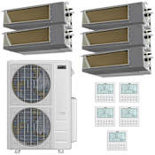 Durastar 48K BTU Cooling / 49K BTU Heating 20.4 SEER2 Five Zone High Static Concealed Duct Mini Split System with (5) 9K BTU Indoor Units N/A