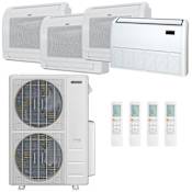 Durastar 48K BTU Cooling / 48K BTU Heating 21.3 SEER2 Four Zone Floor Console Mini Split System with (2) 9K, (1) 12K and (1) 18K BTU Indoor Units N/A