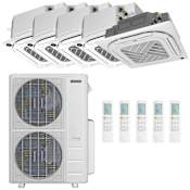 Durastar 60K BTU Cooling / 39K BTU Heating 19.2 SEER2 Five Zone Ceiling Cassette Mini Split System with (3) 9K, (1) 18K and (1) 24K BTU Indoor Units N/A