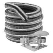 DuraVent 3" Inner Diameter - DuraFlexSS 304 Flexible Liner Chimney Pipe - Single Wall - 20' Basic Kit Includes Top Plate, Cap, Connector and Flex Length Stainless Steel