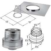 DuraVent 4" x 6-5/8" Inner Diameter - DirectVent Pro Direct Vent Pipe - Double Wall - Chimney Conversion Kit Includes Adapter and Flashing Galvanized