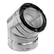 DuraVent 4" Inner Diameter - DirectVent Pro Direct Vent Pipe - Double Wall - 45 Degree Elbow Galvanized