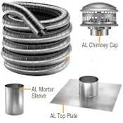 DuraVent 5.5" Inner Diameter - DuraFlexSS 304 Flexible Liner Chimney Pipe - Single Wall - 15' Basic Kit Includes Top Plate, Cap, Connector and Flex Length Stainless Steel