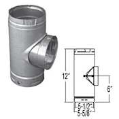 DuraVent 5" Inner Diameter - DuraLiner Rigid Liner Chimney Pipe - Double Wall - 12" Round Tee and Round Branch with Cap Stainless Steel