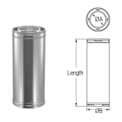 DuraVent 8" Inner Diameter - DuraPlus Class A Chimney Pipe - Triple Wall - 36" Pipe Length Stainless Steel