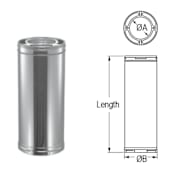 DuraVent 8" Inner Diameter - DuraPlus Class A Chimney Pipe - Triple Wall - 24" Pipe Length Stainless Steel