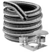 DuraVent 4" Inner Diameter - DuraFlex SW Flexible Liner Chimney Pipe - Single Wall - 15' Basic Kit Includes Top Plate, Cap, Connector and Flex Length Stainless Steel