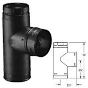 DuraVent 3" Inner Diameter - Pellet Vent Type L Multi-fuel Chimney Pipe - Double Wall - Tee with Clean-Out Cap Black