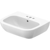 Duravit D-Code 16-7/8" Circular Wall Mounted Bathroom Sink with Overflow and 3 Faucet Holes at 8" Centers White