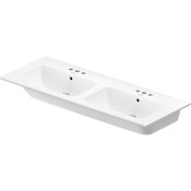 Duravit ME by Starck 51-1/8" Rectangular Ceramic Wall Mounted Bathroom Sink with Overflow and 3 Faucet Holes White High Gloss with DuraShield