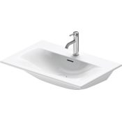 Duravit Viu Modern 100-1/2" Ceramic Rectangular Wall Mounted Bathroom Sink with Single Faucet Hole White