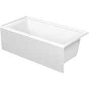 Duravit Architec 66" Three Wall Alcove Acrylic Soaking Tub with Right Drain and Overflow White