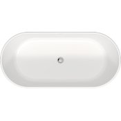 Duravit D-Neo 63" Free Standing Solid Surface Soaking Tub with Center Drain, Drain Assembly, and Overflow White