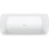 Duravit Qatego 71" Free Standing Solid Surface Soaking Tub with Center Drain, Drain Assembly, and Overflow White