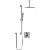 Duravit DuraSquare Pressure Balanced Shower System with Shower Head, Hand Shower, and Valve Trim Brushed Nickel