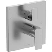 Duravit DuraSquare Two Function Pressure Balanced Valve Trim Only with Single Lever Handle and Integrated Diverter - Less Rough In Brushed Nickel