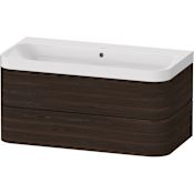 Duravit Happy D.2 40" Wall Mounted Single Basin Vanity Set with Cabinet and Ceramic Vanity Top Brushed Walnut