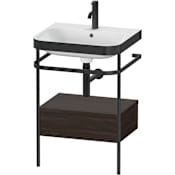Duravit Happy D.2 22-5/8" Rectangular Ceramic Console Bathroom Sink with Overflow and Single Faucet Hole Brushed Walnut