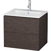Duravit L-Cube 24" Single Wall Mounted Vanity Cabinet - Less Vanity Top Brushed Dark Oak