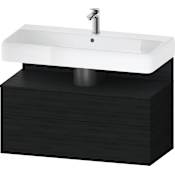 Duravit Collection One 39" Single Wall Mounted Vanity Cabinet with 2 Drawers - Less Vanity Top Black Oak
