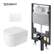 Duravit ME by Starck 1.28 GPF Dual Flush Wall Mounted One Piece Elongated Toilet with Actuator Plate Flush - Seat Included White