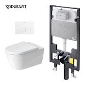 Duravit Darling New 1.6 GPF Dual Flush Wall Mounted One Piece Elongated Toilet with Actuator Plate Flush - Seat Included White