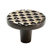 Du Verre Argyle 1-1/2" Round Textured Pattern Designer Luxury Cabinet / Drawer Knob Antique Brass