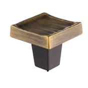 Du Verre Forged 3 - 1-1/4" Square Textured Designer Cabinet Knob / Drawer Knob Antique Brass