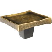 Du Verre Forged 3 - 2" Textured Square Designer Cabinet Knob / Drawer Knob Antique Brass