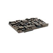 Du Verre Offset 1" Center to Center Textured Geometric Mosaic Luxury Designer Cabinet Handle / Drawer Pull - Large Knob Antique Brass