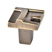 Du Verre Rio 7/8" Geometric Designer Square Cabinet Knob / Drawer Knob Antique Brass