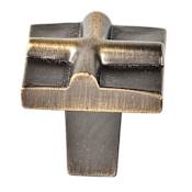 Du Verre Rio 1" Designer Geometric Square Cabinet Knob / Drawer Knob Antique Brass