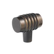 Du Verre Stacked 1-1/4" Designer Tactile Ribbed T Bar Cabinet Knob / Drawer Knob Oil Rubbed Bronze