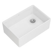 DXV Etre 29-3/4" Farmhouse, Undermount Single Basin Fireclay Kitchen Sink with Basin Rack, and Basket Strainer Canvas White