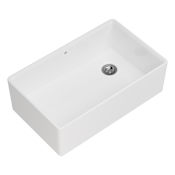 DXV Etre 32-3/4" Farmhouse, Undermount Single Basin Fireclay Kitchen Sink with Basin Rack, and Basket Strainer Canvas White