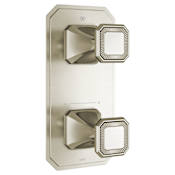 DXV Belshire Two-Handle Thermostatic Valve Trim with Cushion Handles Brushed Nickel