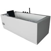 Eago 71" Three Wall Alcove Acrylic Whirlpool Tub with Right Drain, Drain Assembly and Overflow White