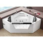Eago Alfi Trade 59" Corner Acrylic Air Tub with Right Drain, Drain Assembly and Overflow White