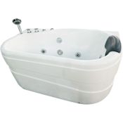 Eago 57-1/8" Acrylic Whirlpool Bathtub for Alcove Installations with Left Center Drain, Left Pump, and Included Handshower White