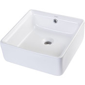 Eago 15" Bathroom Sink Square Vessel Sink White