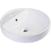 Eago 18-1/2" Bathroom Sink Round Ceramic Above Mount Sink White