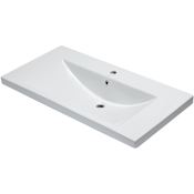 Eago 39-3/8" Drop In Bathroom Sink with Overflow White
