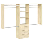 Easy Track 4 to 8 Foot Wide Premium Closet System Kit with Drawers Honey Blonde
