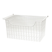 Easy Track 12 Inch Tall Wire Basket for Easy Track Closet System White