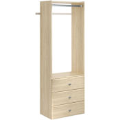Easy Track 25-1/8 Inch Wide Elite Closet Organizer System with Three Drawers Honey Blonde