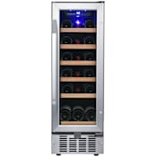 EdgeStar 12 Inch Wide 18 Bottle Built-In Single Zone Wine Cooler with Reversible Door and LED Lighting Stainless Steel