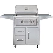 EdgeStar 60000 BTU 30 Inch Wide Liquid Propane Free Standing Grill and Cart with Rotisserie and LED Lighting Stainless Steel