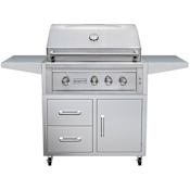 EdgeStar 89000 BTU 36 Inch Wide Liquid Propane Free Standing Grill and Cart with Rotisserie and LED Lighting Stainless Steel
