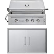 EdgeStar 89000 BTU 36 Inch Wide Natural Gas Built-In Grill with Insulated Jacket and Double Access Doors Stainless Steel